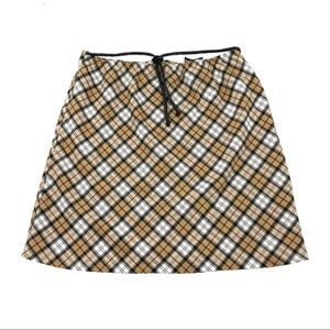 Vintage 1990s tan plaid nova check skirt